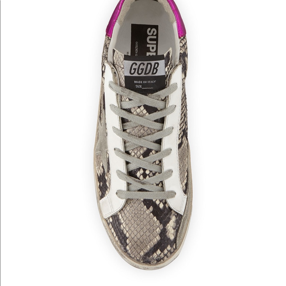 Golden Goose Snake Print Sneakers with Pink Accent - Picture 4 of 16